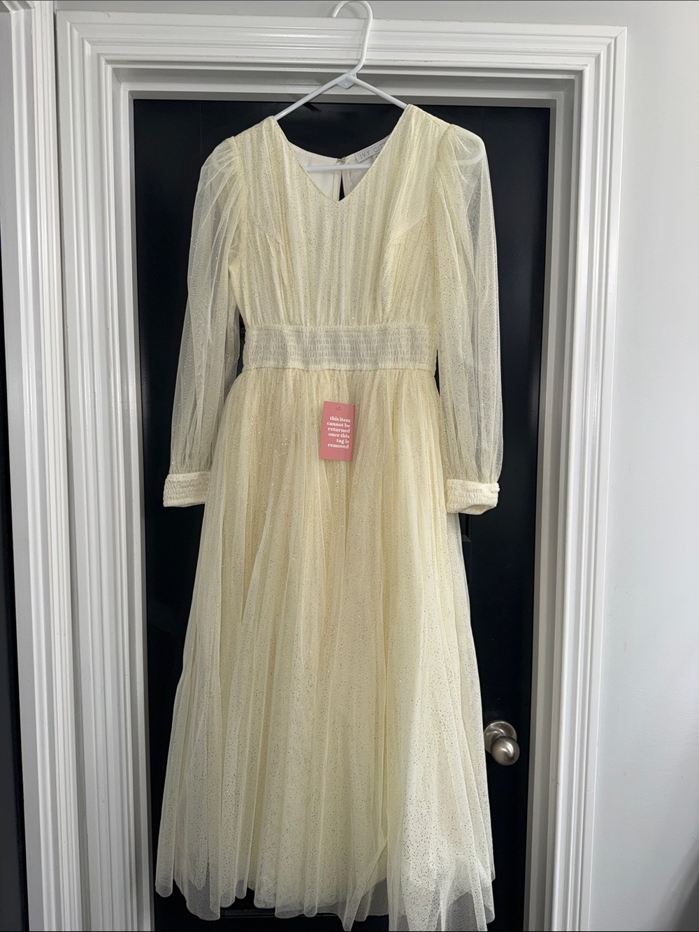 Ivy City Co Champagne Midi Tulle Dress